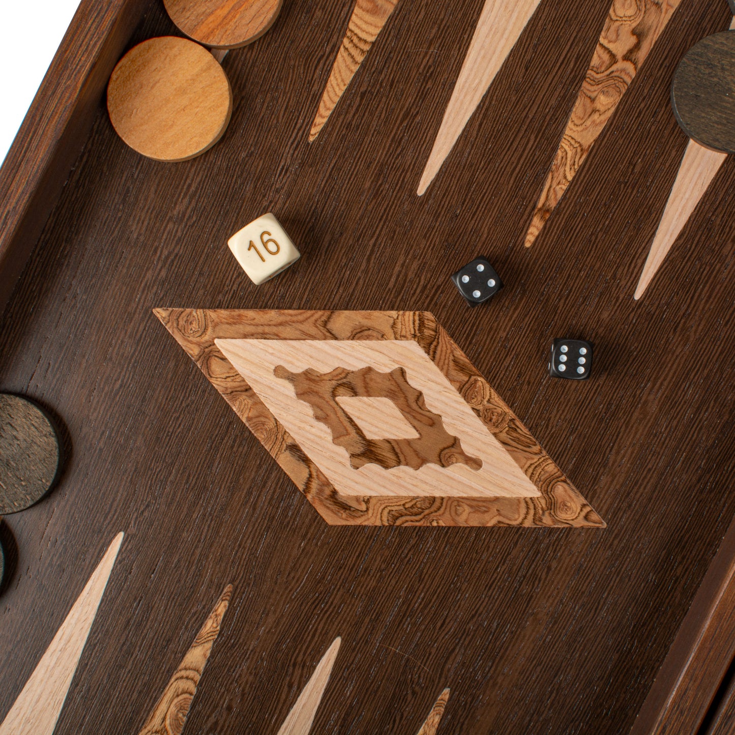 Handcrafted Wenge & Walnut Burl Backgammon Set - Elegant Marquetry Design