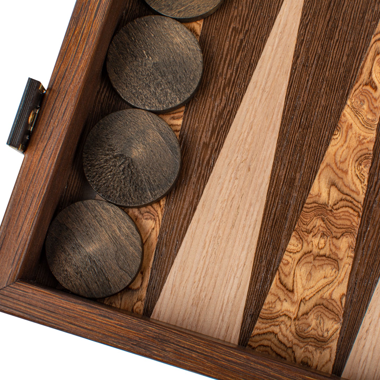 Handcrafted Wenge & Walnut Burl Backgammon Set - Elegant Marquetry Design