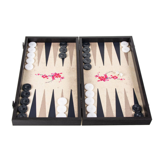 Handcrafted Oriental Cherry Blossom Art Backgammon Set - Elegant and Artistic Design - Premium Backgammon from MANOPOULOS Chess & Backgammon - Just €79! Shop now at MANOPOULOS Chess & Backgammon