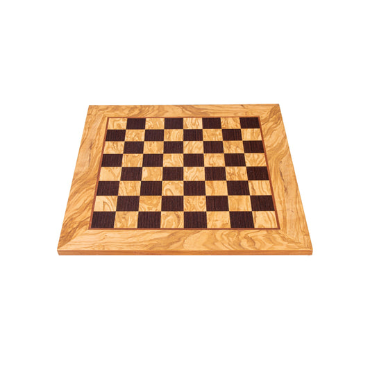 Handcrafted Olive Wood & Wenge Inlaid Chessboard - 40x40cm (Medium) - Premium Chess from MANOPOULOS Chess & Backgammon - Just €93! Shop now at MANOPOULOS Chess & Backgammon