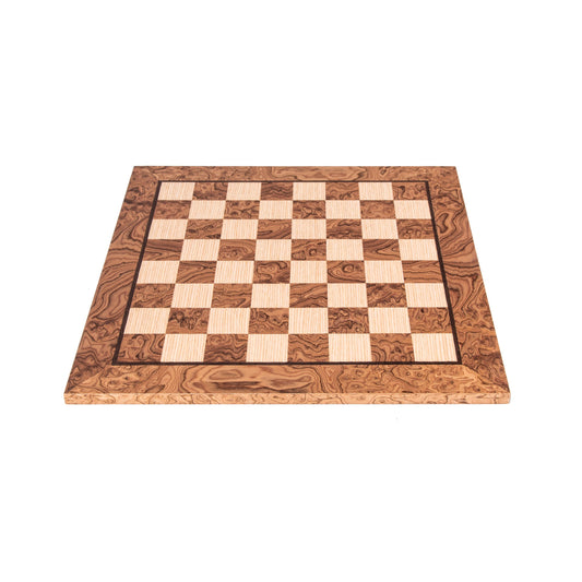 Handcrafted Walnut Burl & Oak Inlaid Chessboard - 40x40cm (Medium) - Premium Chess from MANOPOULOS Chess & Backgammon - Just €106! Shop now at MANOPOULOS Chess & Backgammon