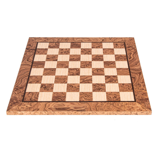 Handcrafted Walnut Burl & Oak Inlaid Chessboard - 50x50cm (Large) - Premium Chess from MANOPOULOS Chess & Backgammon - Just €117! Shop now at MANOPOULOS Chess & Backgammon