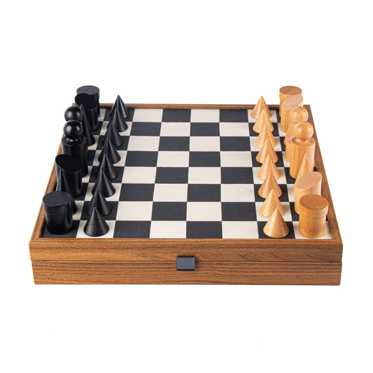 Bauhaus Style Black & White Chess Set - 40x40cm with 8.5cm King Chessmen - Premium Chess from MANOPOULOS Chess & Backgammon - Just €195! Shop now at MANOPOULOS Chess & Backgammon