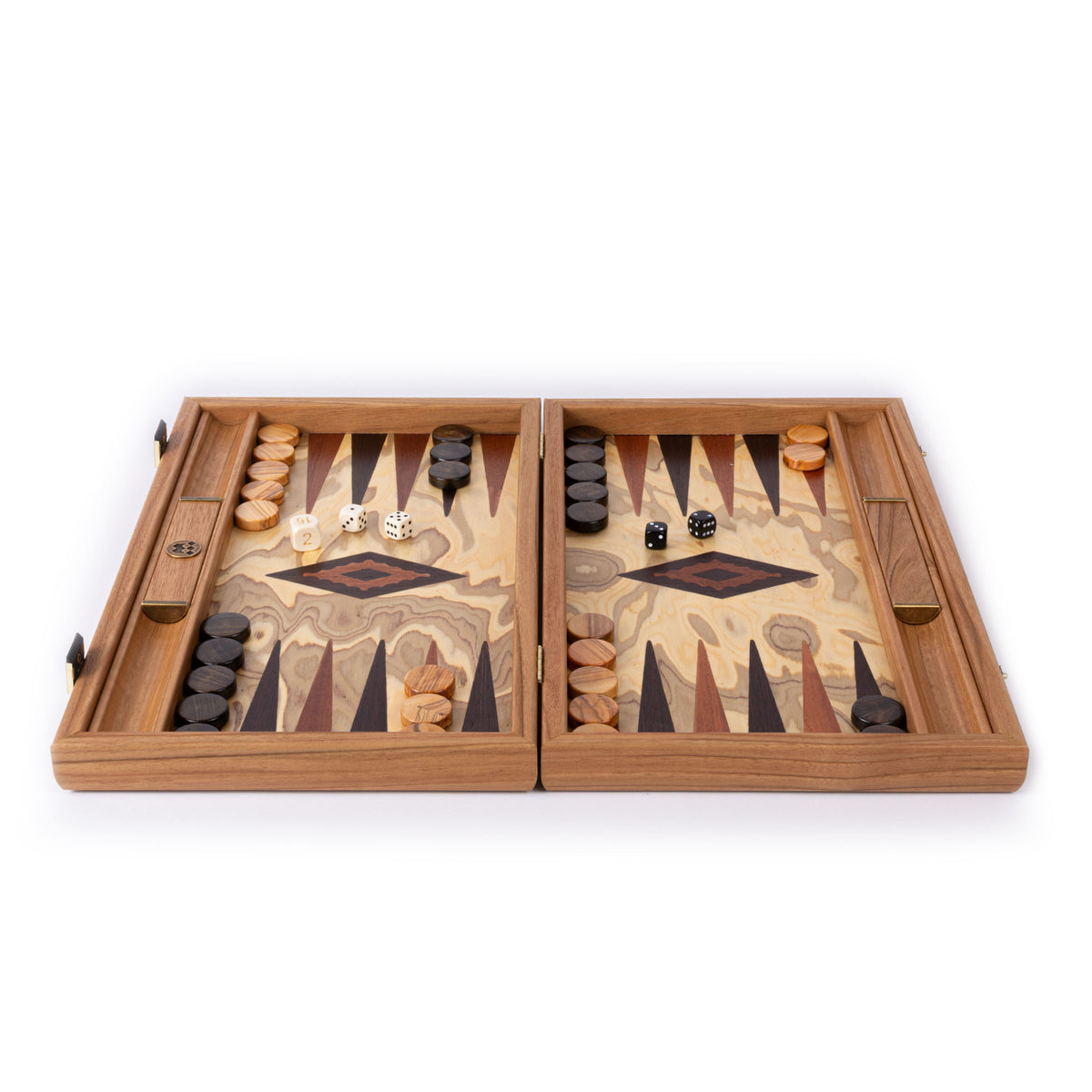 Premium Handcrafted Olive Burl Backgammon Set with Olive Wood Checkers