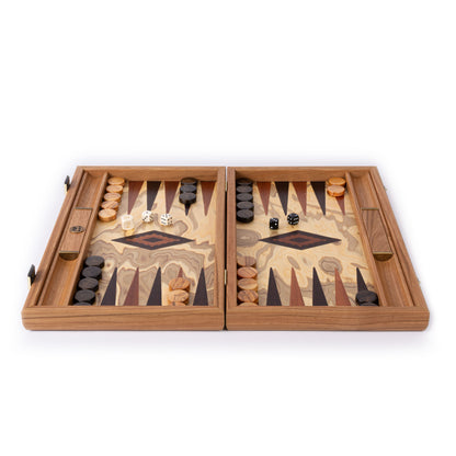 Premium Handcrafted Olive Burl Backgammon Set with Olive Wood Checkers