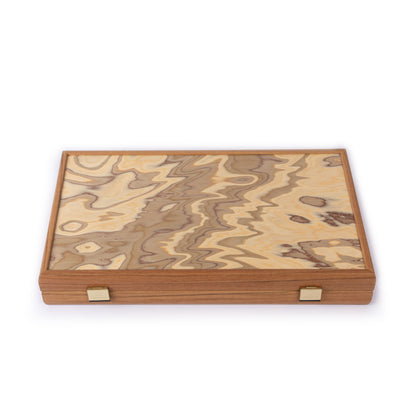 Premium Handcrafted Olive Burl Backgammon Set with Olive Wood Checkers
