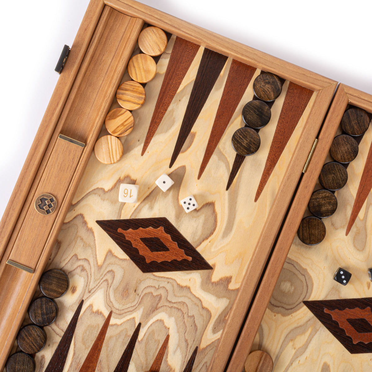 Premium Handcrafted Olive Burl Backgammon Set with Olive Wood Checkers