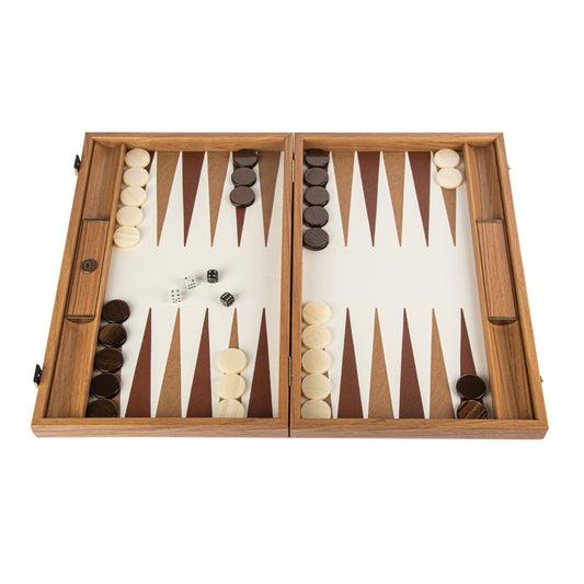 Premium Handcrafted Crocodile Tote in Ivory with Brown Finish Leather Backgammon Set - Premium Backgammon from MANOPOULOS Chess & Backgammon - Just €519! Shop now at MANOPOULOS Chess & Backgammon