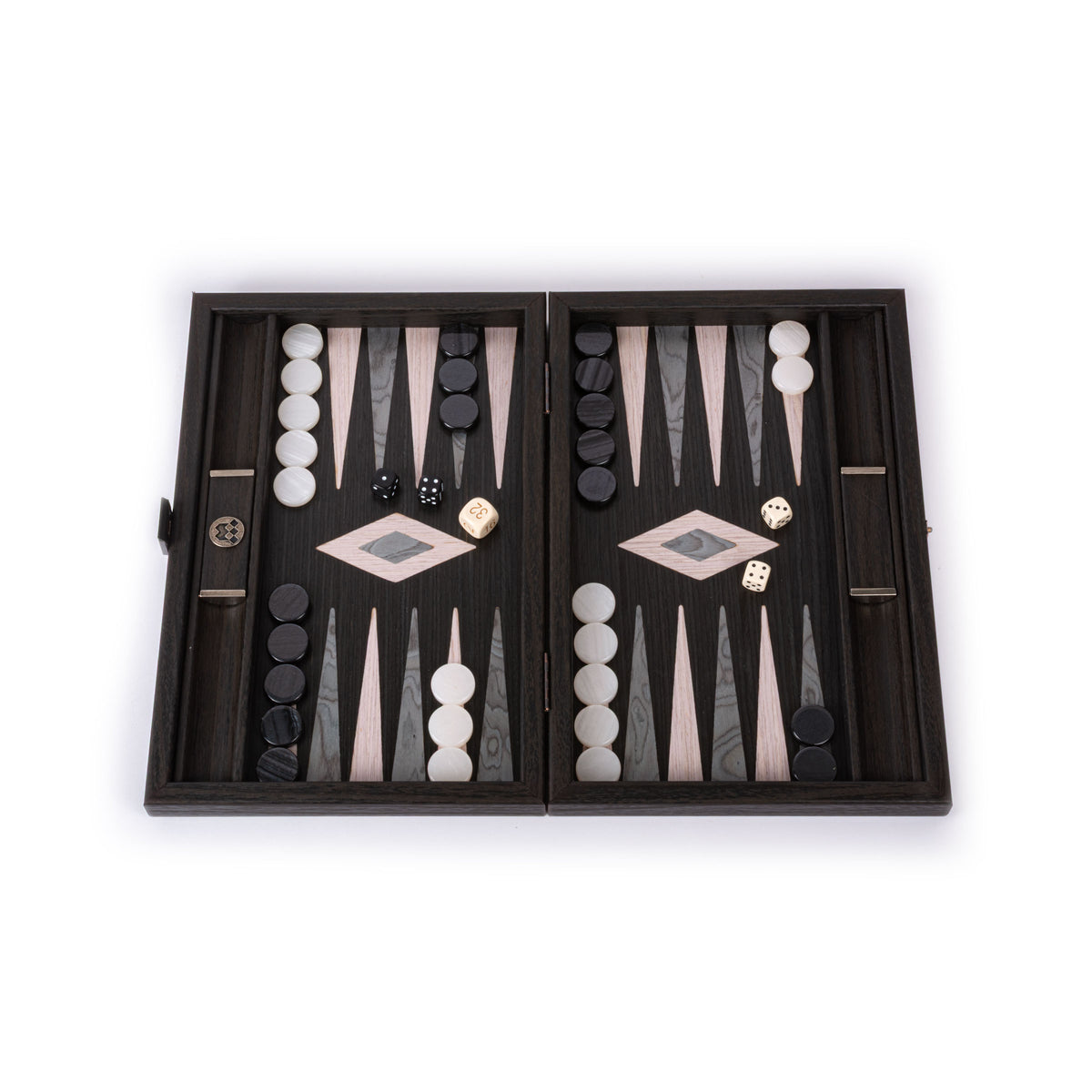 Premium Handcrafted Pearly Grey Vavona Backgammon Set