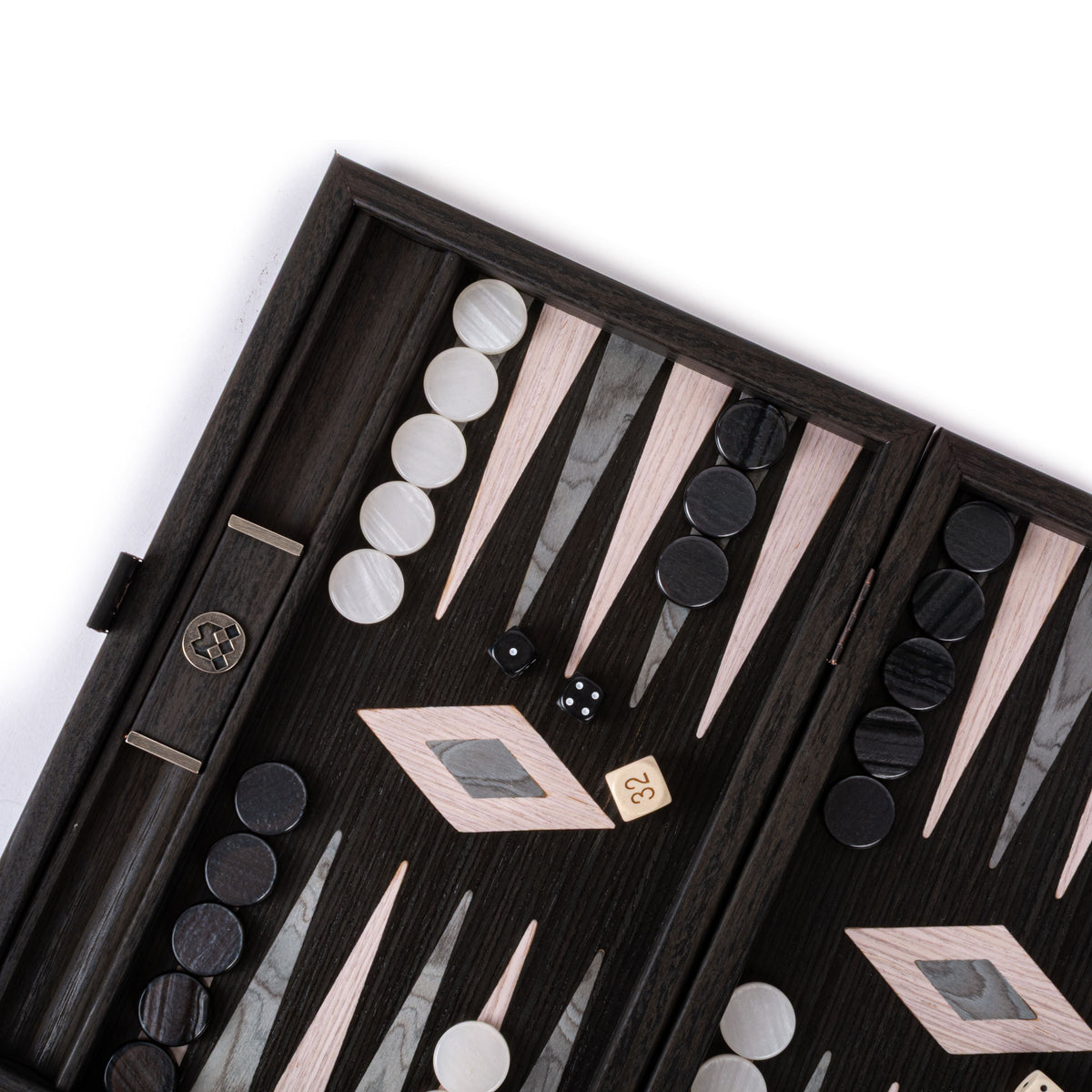 Premium Handcrafted Pearly Grey Vavona Backgammon Set