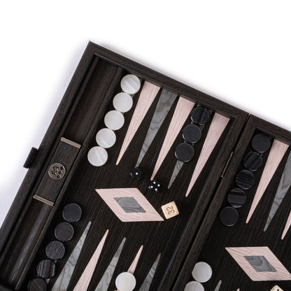 Premium Handcrafted Pearly Grey Vavona Backgammon Set