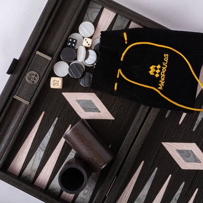 Premium Handcrafted Pearly Grey Vavona Backgammon Set
