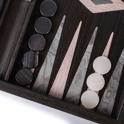 Premium Handcrafted Pearly Grey Vavona Backgammon Set