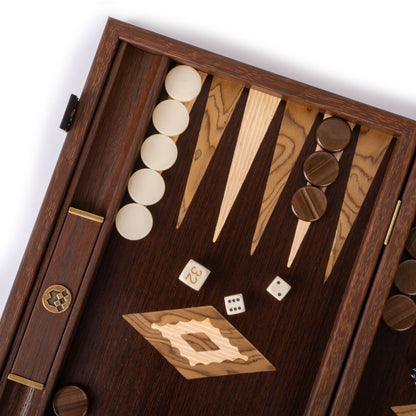 Premium Handcrafted Wenge with Walnut Burl Backgammon Set