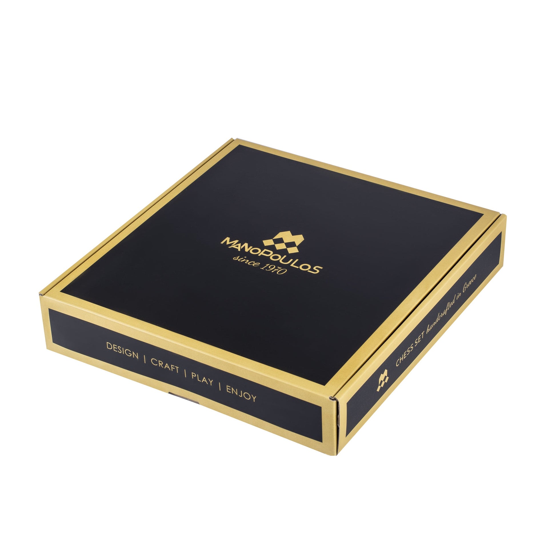 GREEK ROMAN PERIOD CHESS SET with gold/silver chessmen and meander bronze chessboard 28 x 28cm (Small) - Premium Chess from MANOPOULOS Chess & Backgammon - Just €138! Shop now at MANOPOULOS Chess & Backgammon