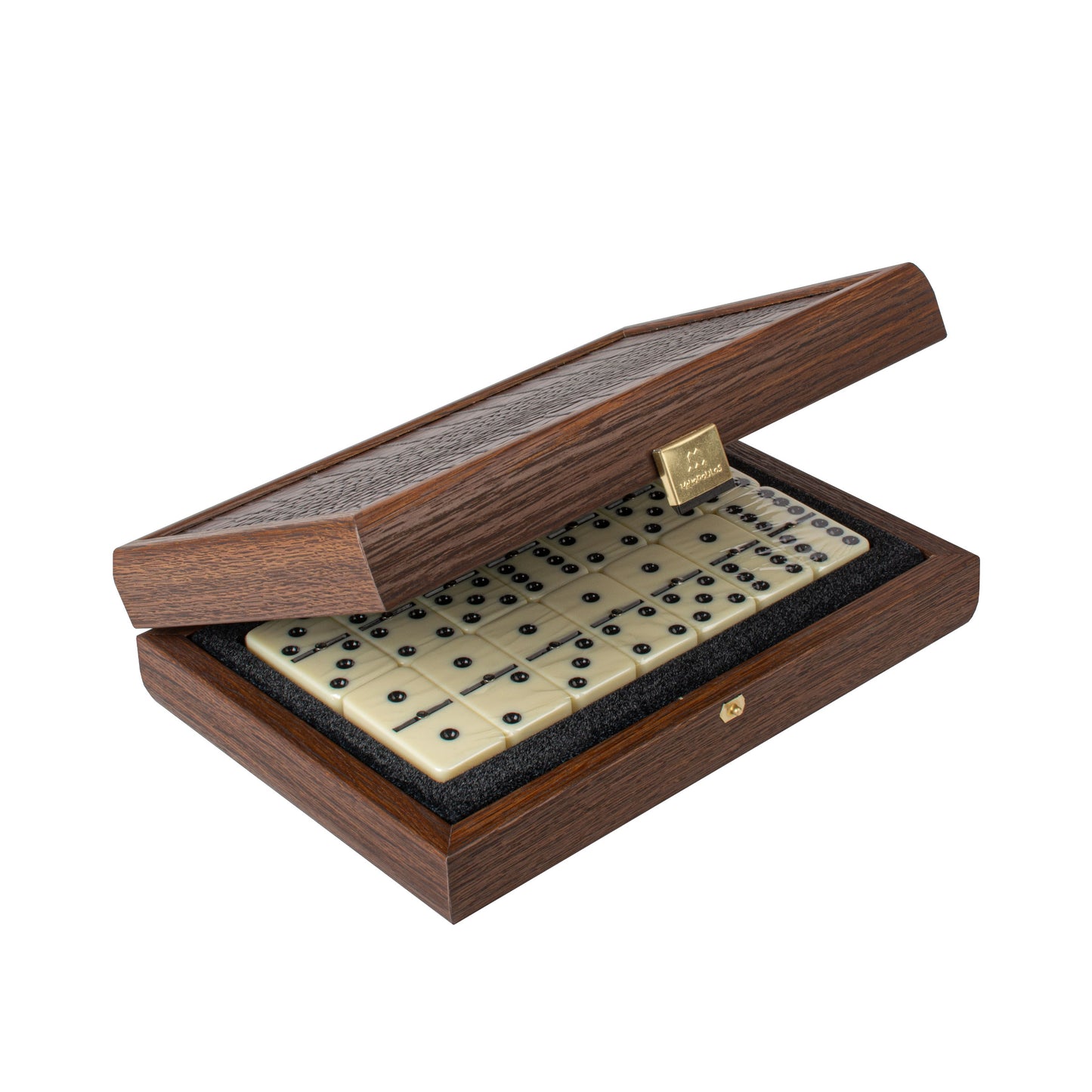 Luxury Domino Set in Brown Leather Crocodile tote with Wooden Case