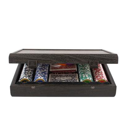 Luxury Poker Set in Black Wooden Replica Case - Handcrafted Game Set