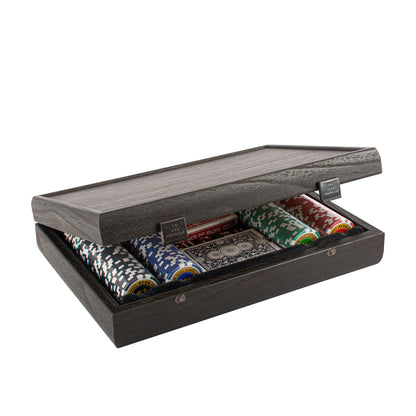 Luxury Poker Set in Black Wooden Replica Case - Handcrafted Game Set
