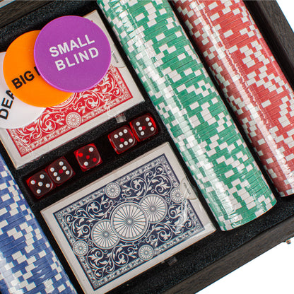 Luxury Poker Set in Black Wooden Replica Case - Handcrafted Game Set