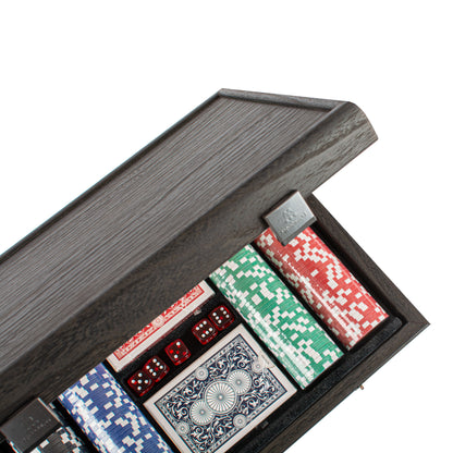 Luxury Poker Set in Black Wooden Replica Case - Handcrafted Game Set