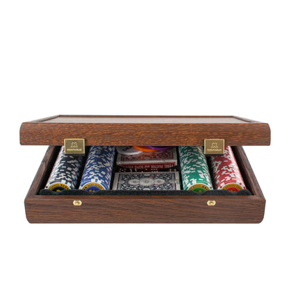 Luxury Poker Set in Dark Walnut Wooden Replica Case
