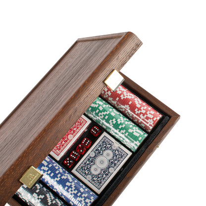 Luxury Poker Set in Dark Walnut Wooden Replica Case
