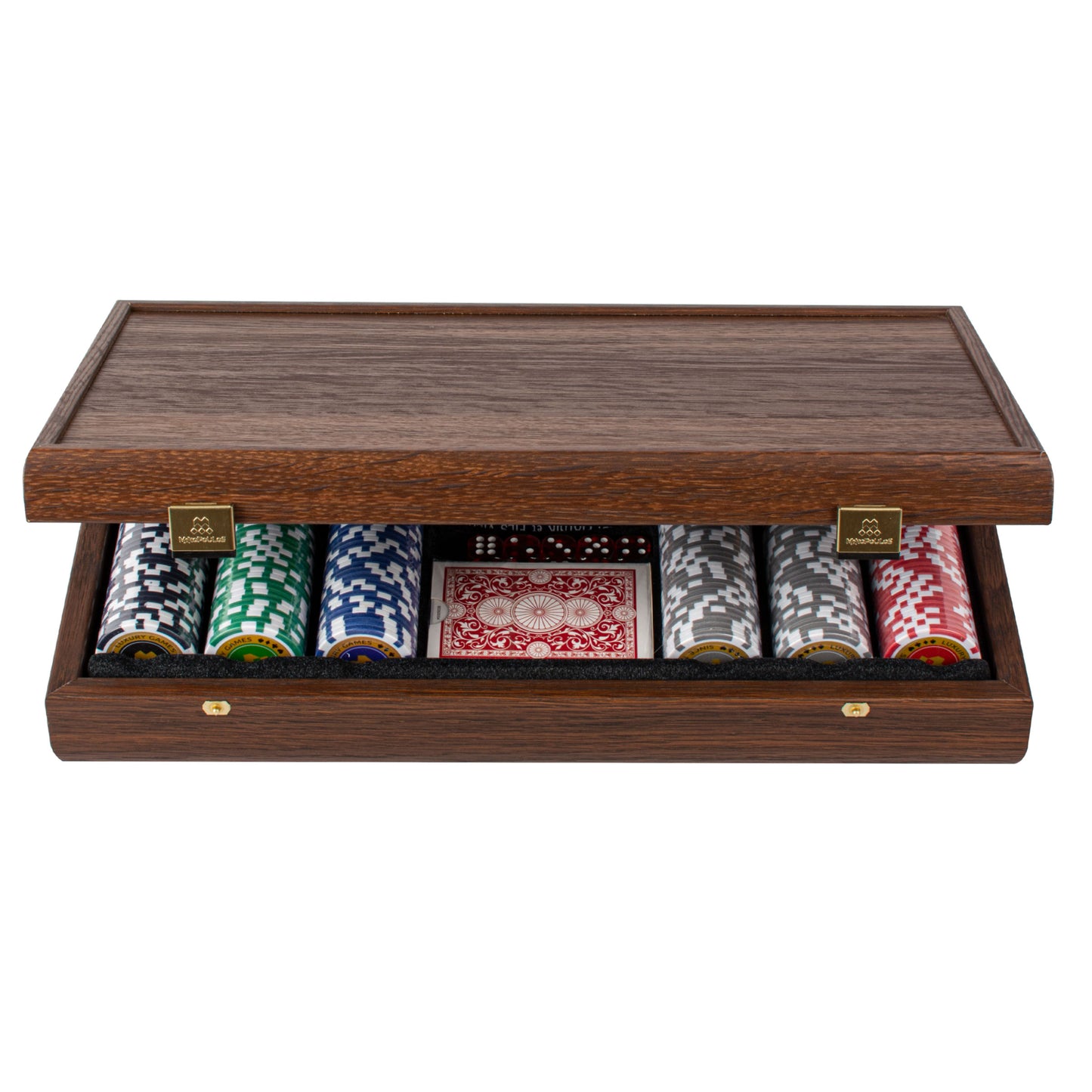 Luxury Poker Set in Dark Walnut Wooden Replica Case