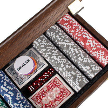 Luxury Poker Set in Dark Walnut Wooden Replica Case