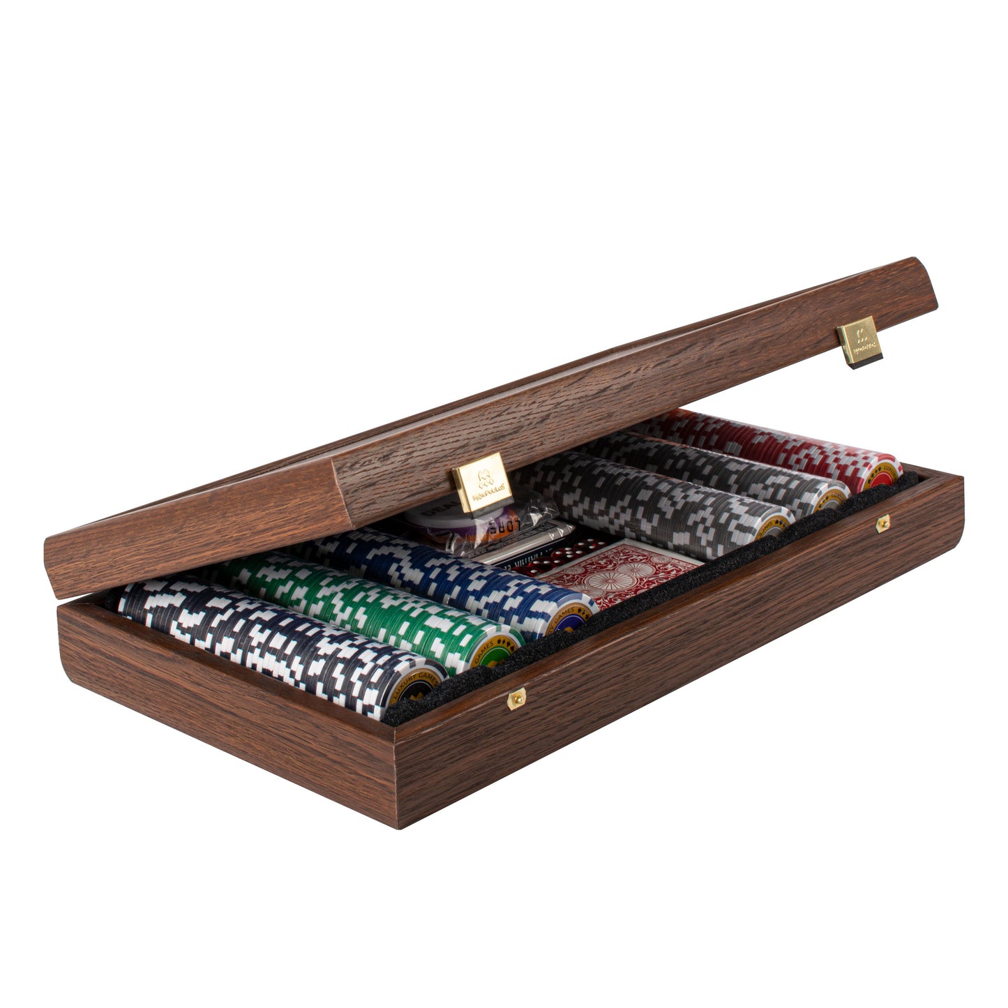 Luxury Poker Set in Dark Walnut Wooden Replica Case