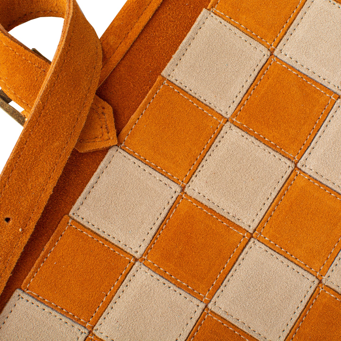 Premium Handcrafted Cinnamon Brown Suede Roll-Up Chess Set with Metal Chessmen