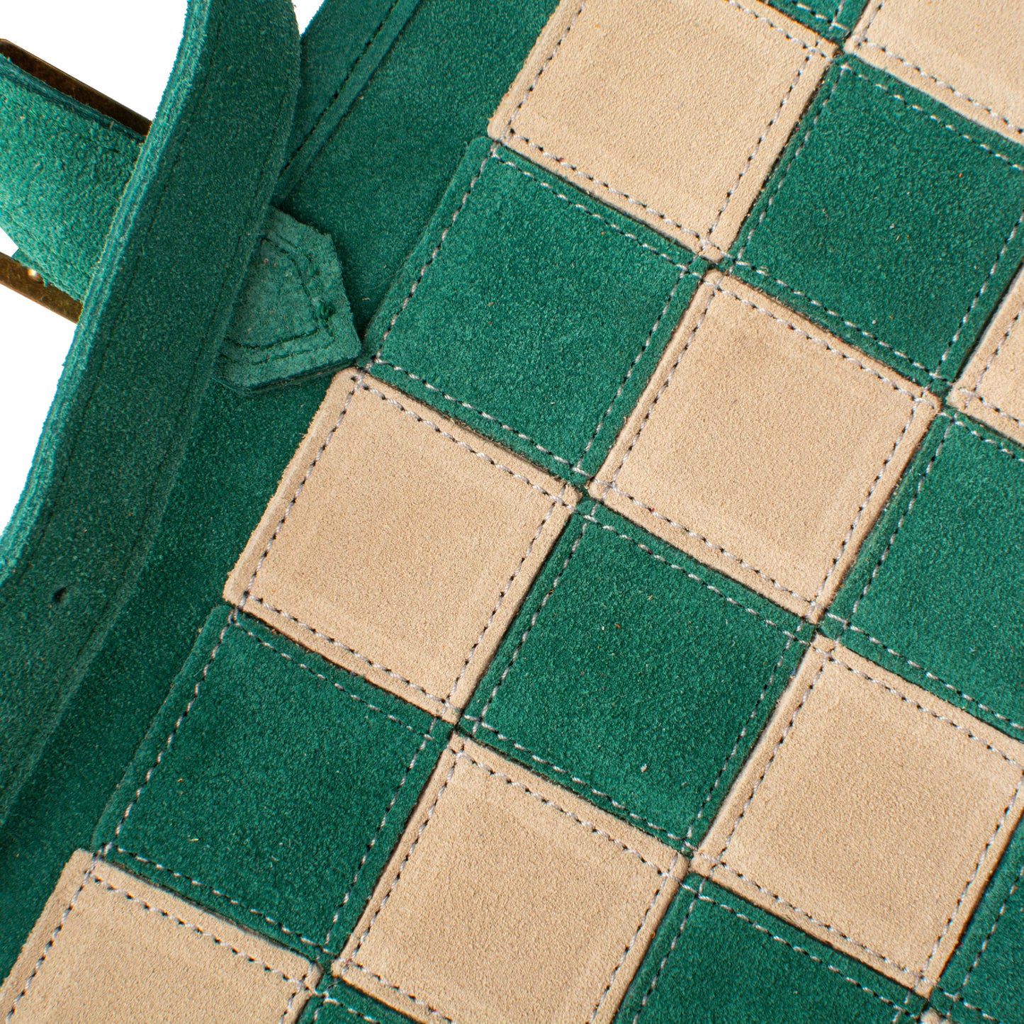 Premium Handcrafted Forest Green Suede Roll-Up Chess Set with Metal Chessmen