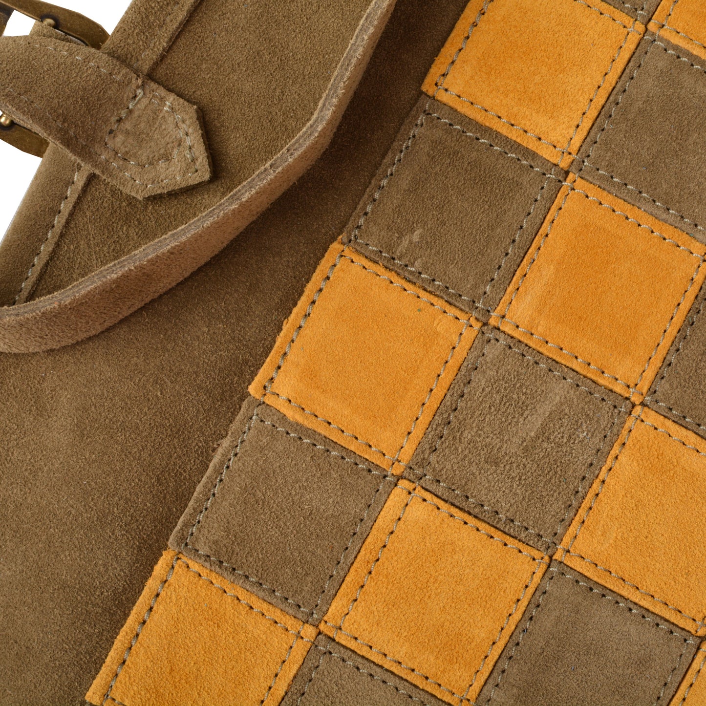 Premium Handcrafted Khaki Brown Suede Roll-Up Chess Set with Metal Chessmen