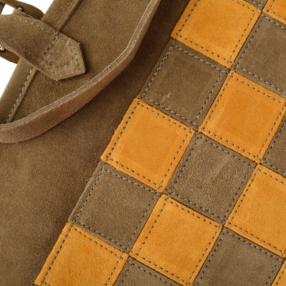 Premium Handcrafted Khaki Brown Suede Roll-Up Chess Set with Metal Chessmen