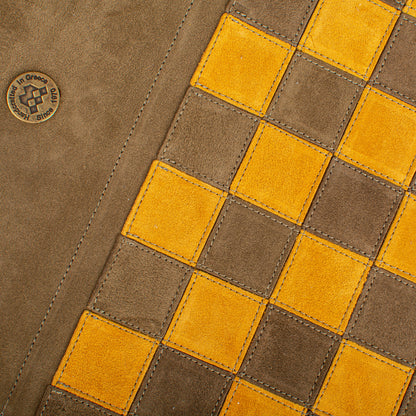 Premium Handcrafted Khaki Brown Suede Roll-Up Chess Set with Metal Chessmen
