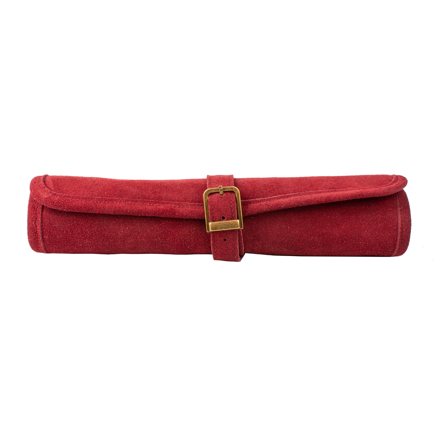 Premium Handcrafted Burgundy Red Suede Roll-Up Chess Set with Metal Chessmen