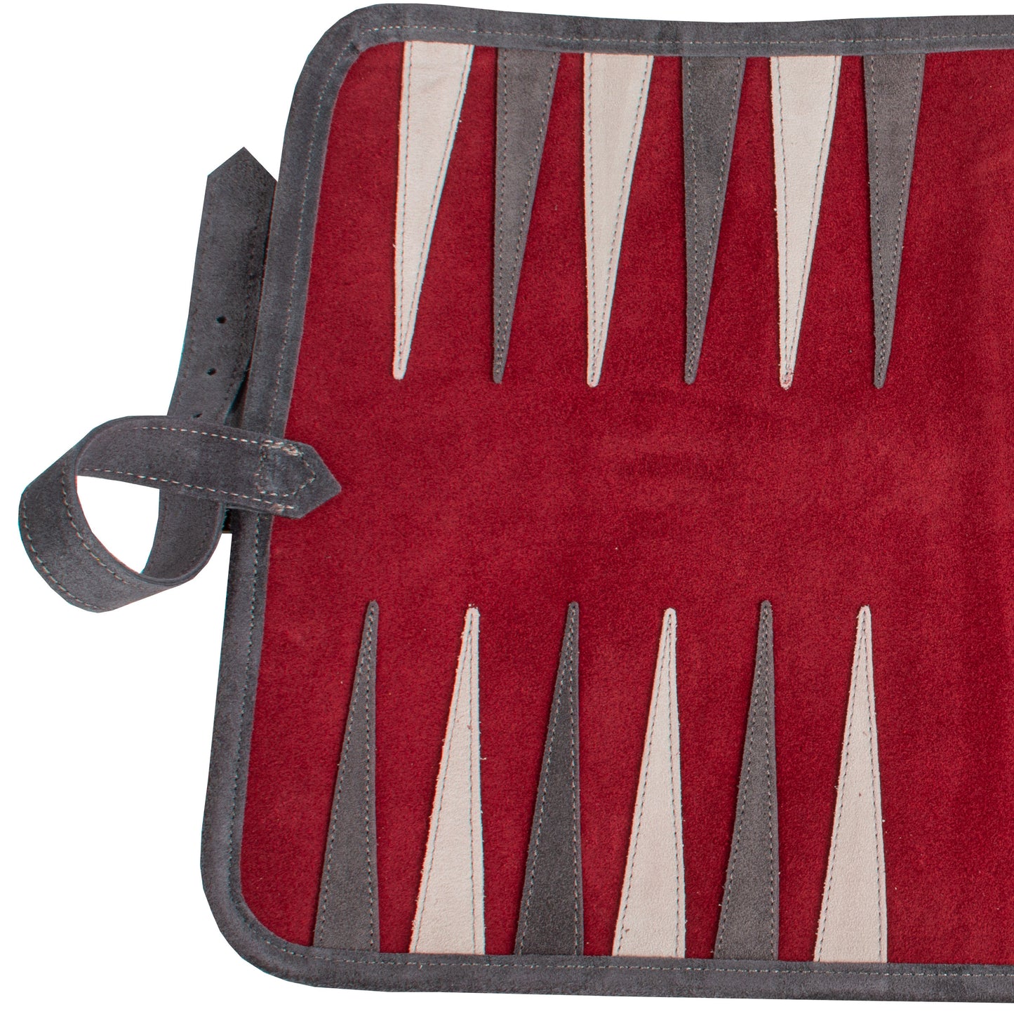 Premium Handcrafted Burgundy Red Suede Roll-Up Backgammon Set