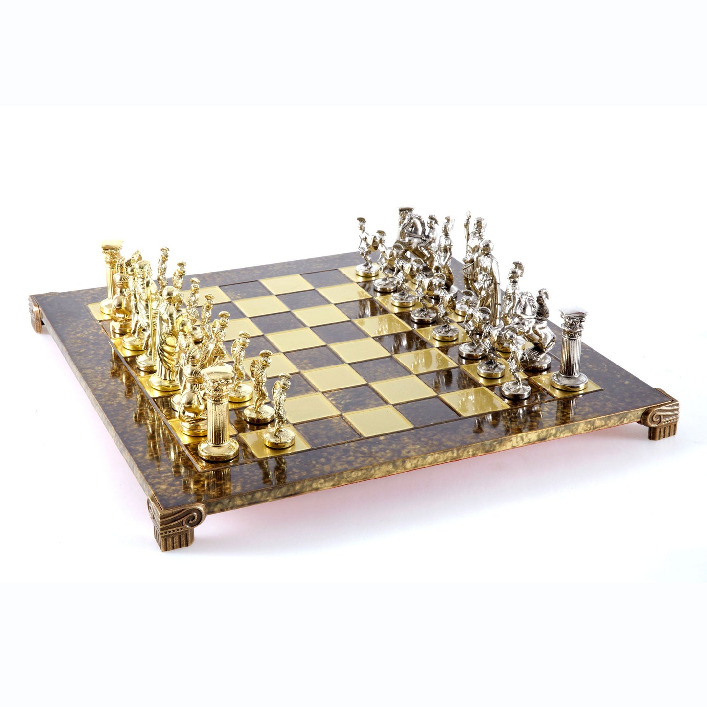 GREEK ROMAN PERIOD CHESS SET with gold/silver chessmen and bronze chessboard 44 x 44cm (Large) - Premium Chess from MANOPOULOS Chess & Backgammon - Just €275! Shop now at MANOPOULOS Chess & Backgammon