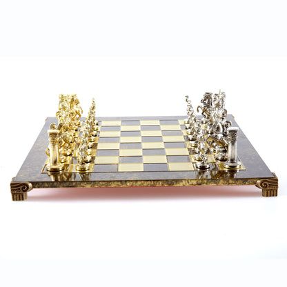 GREEK ROMAN PERIOD CHESS SET with gold/silver chessmen and bronze chessboard 44 x 44cm (Large) - Premium Chess from MANOPOULOS Chess & Backgammon - Just €275! Shop now at MANOPOULOS Chess & Backgammon