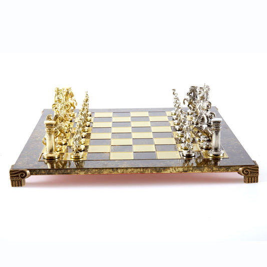 GREEK ROMAN PERIOD CHESS SET with gold/silver chessmen and bronze chessboard 44 x 44cm (Large) - Premium Chess from MANOPOULOS Chess & Backgammon - Just €275! Shop now at MANOPOULOS Chess & Backgammon