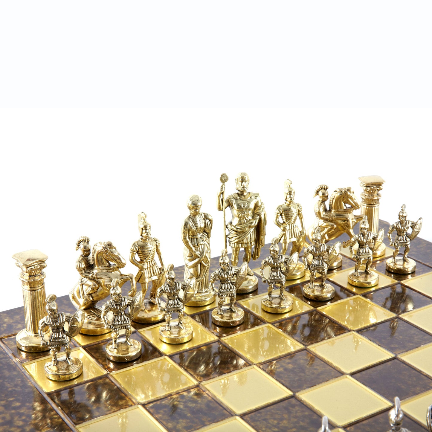 GREEK ROMAN PERIOD CHESS SET with gold/silver chessmen and bronze chessboard 44 x 44cm (Large) - Premium Chess from MANOPOULOS Chess & Backgammon - Just €275! Shop now at MANOPOULOS Chess & Backgammon