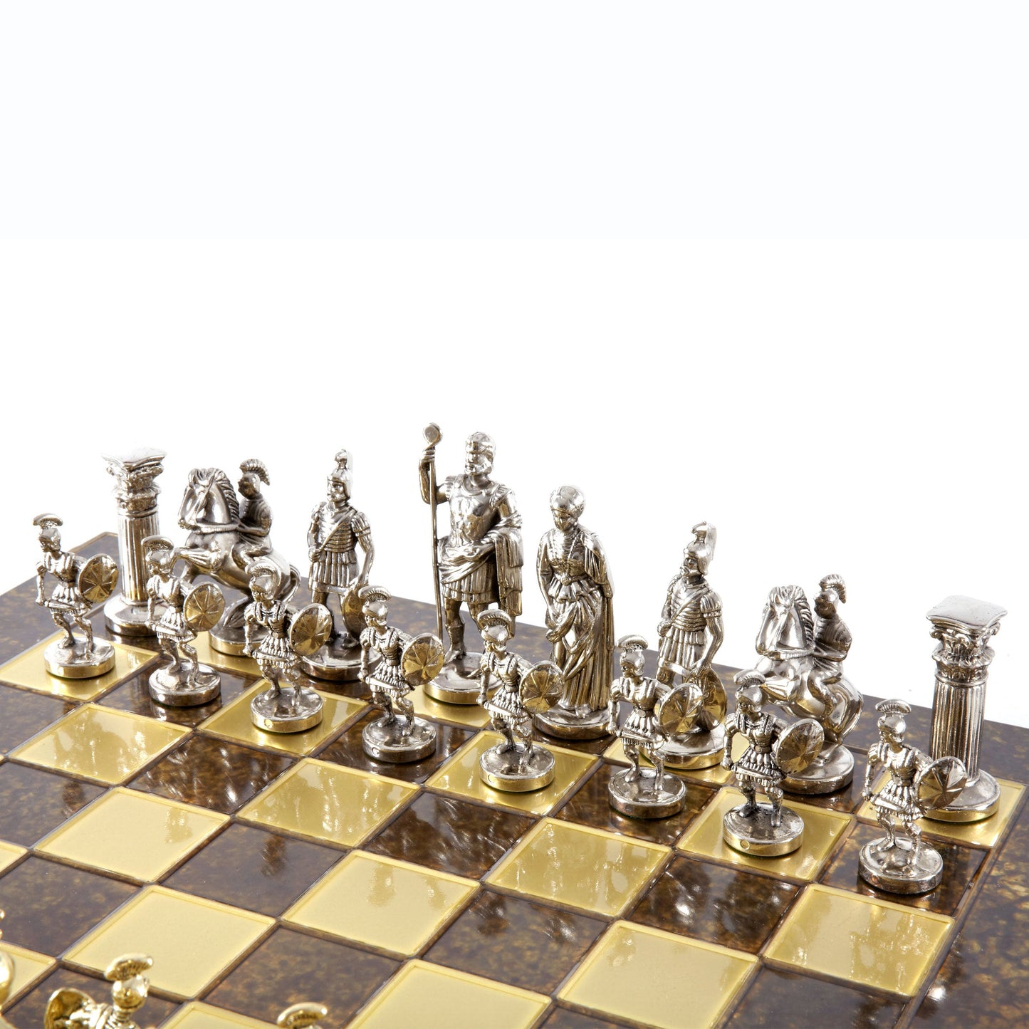 GREEK ROMAN PERIOD CHESS SET with gold/silver chessmen and bronze chessboard 44 x 44cm (Large) - Premium Chess from MANOPOULOS Chess & Backgammon - Just €275! Shop now at MANOPOULOS Chess & Backgammon