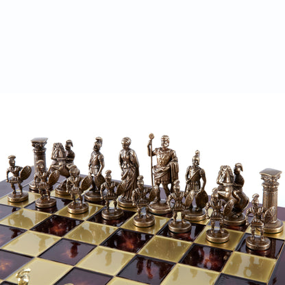 GREEK ROMAN PERIOD CHESS SET with gold/brown chessmen and bronze chessboard 44 x 44cm (Large) - Premium Chess from MANOPOULOS Chess & Backgammon - Just €275! Shop now at MANOPOULOS Chess & Backgammon