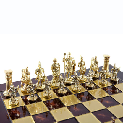 GREEK ROMAN PERIOD CHESS SET with gold/brown chessmen and bronze chessboard 44 x 44cm (Large) - Premium Chess from MANOPOULOS Chess & Backgammon - Just €275! Shop now at MANOPOULOS Chess & Backgammon