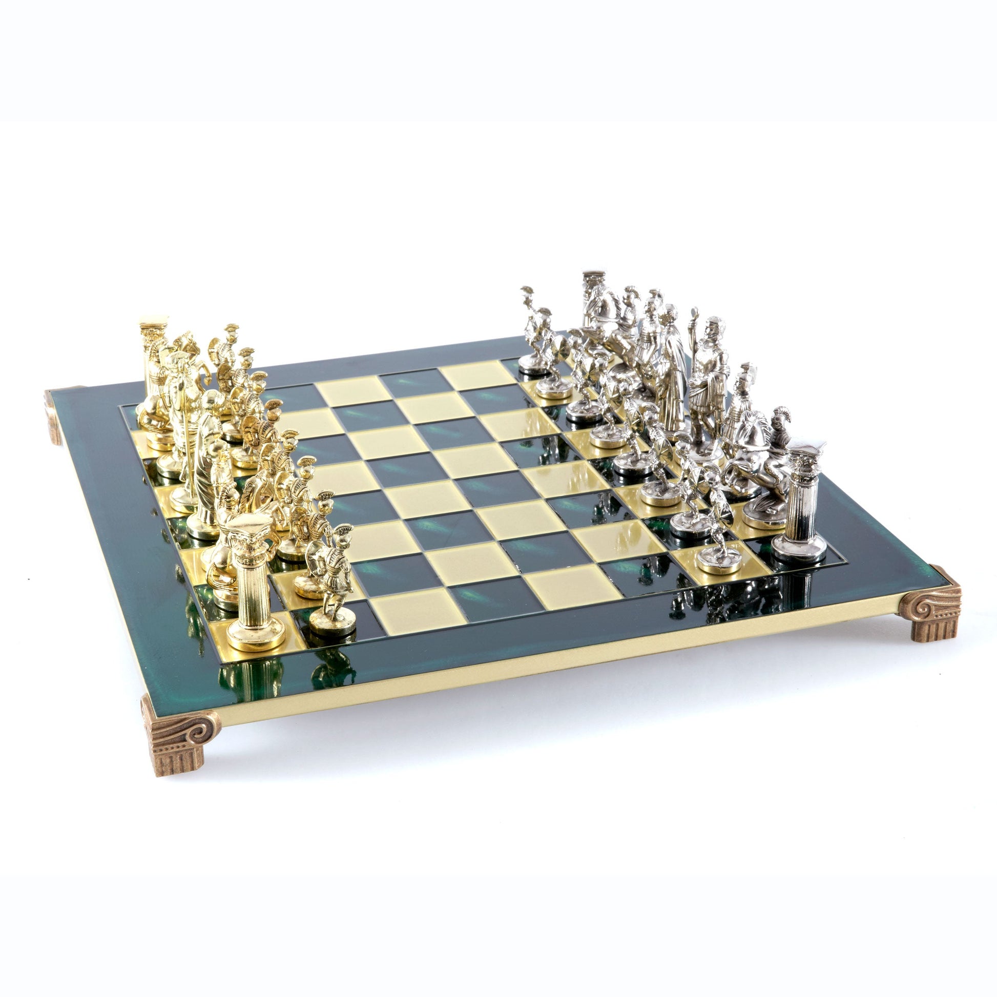 GREEK ROMAN PERIOD CHESS SET with gold/silver chessmen and bronze chessboard 44 x 44cm (Large) - Premium Chess from MANOPOULOS Chess & Backgammon - Just €275! Shop now at MANOPOULOS Chess & Backgammon