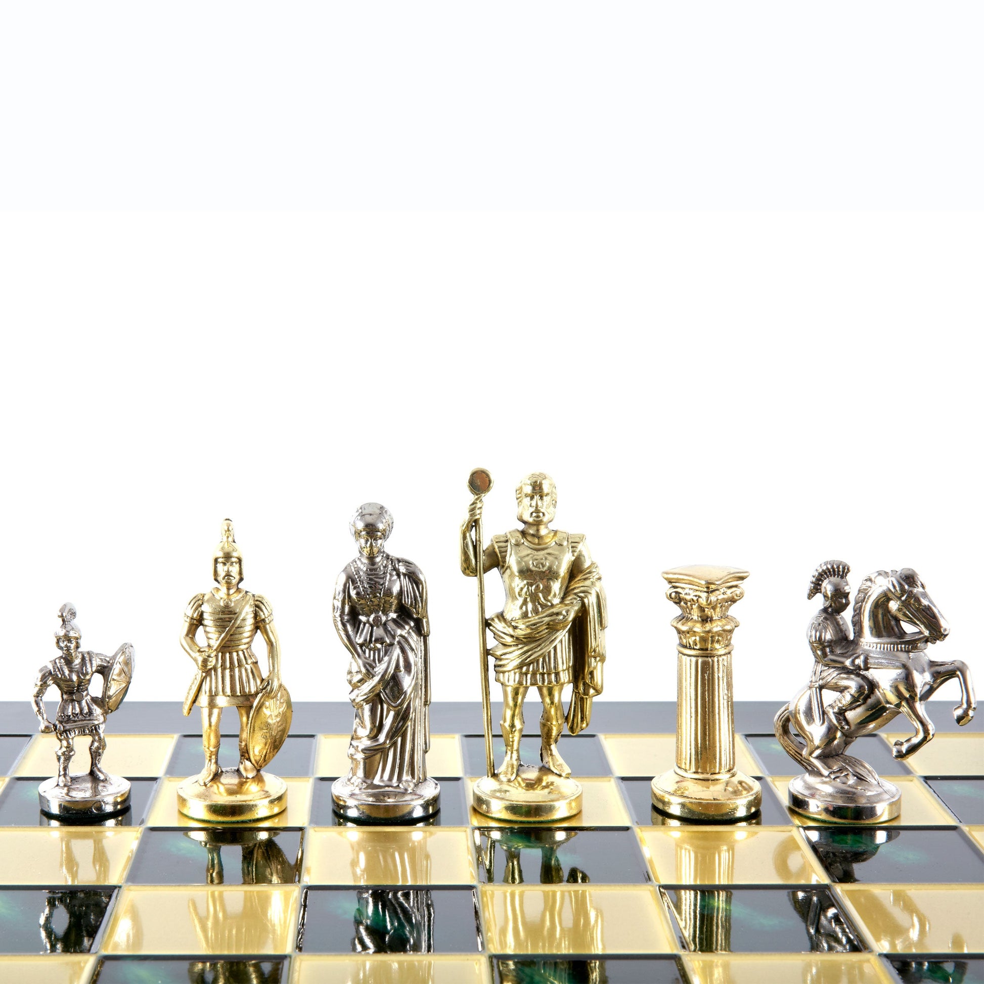 GREEK ROMAN PERIOD CHESS SET with gold/silver chessmen and bronze chessboard 44 x 44cm (Large) - Premium Chess from MANOPOULOS Chess & Backgammon - Just €275! Shop now at MANOPOULOS Chess & Backgammon