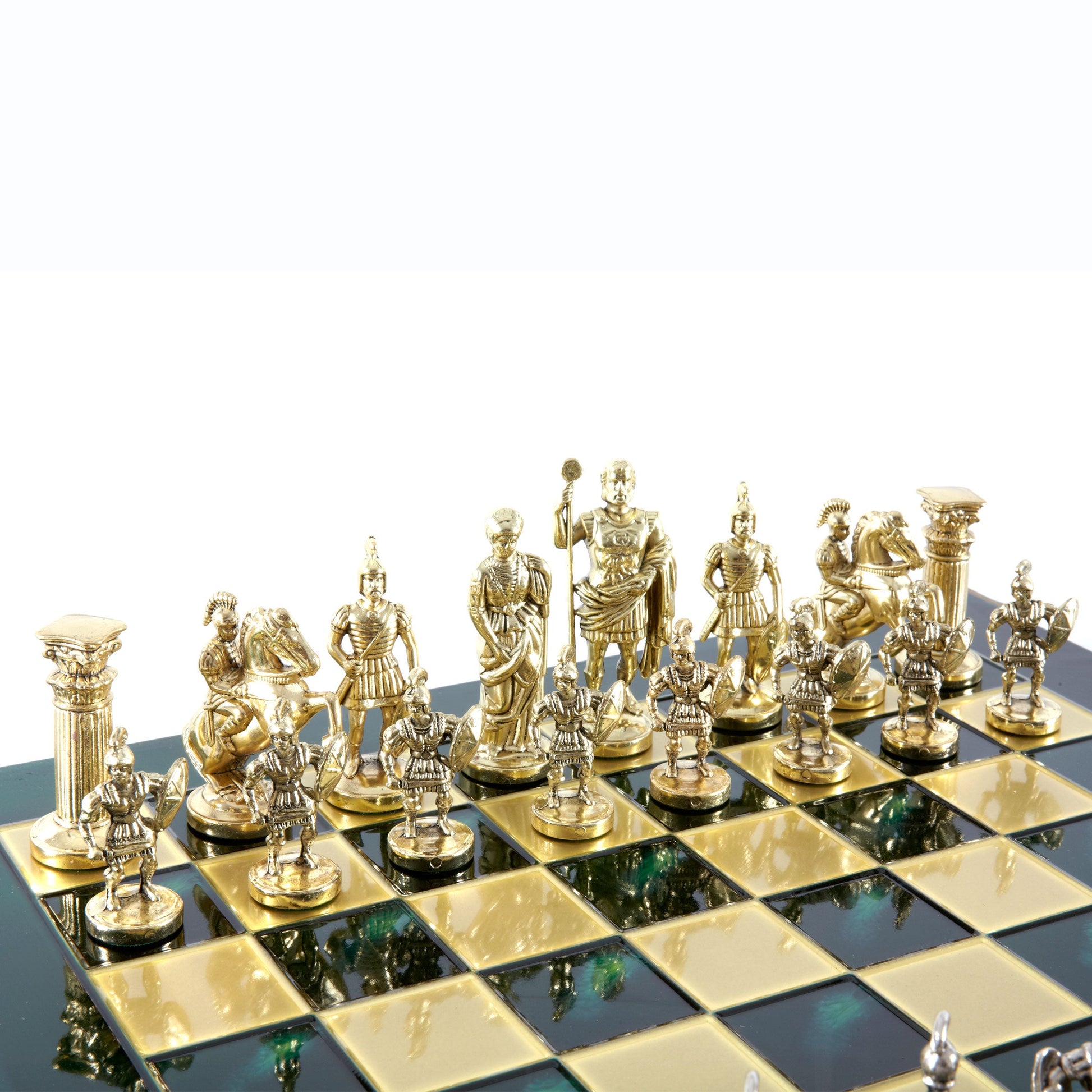 GREEK ROMAN PERIOD CHESS SET with gold/silver chessmen and bronze chessboard 44 x 44cm (Large) - Premium Chess from MANOPOULOS Chess & Backgammon - Just €275! Shop now at MANOPOULOS Chess & Backgammon