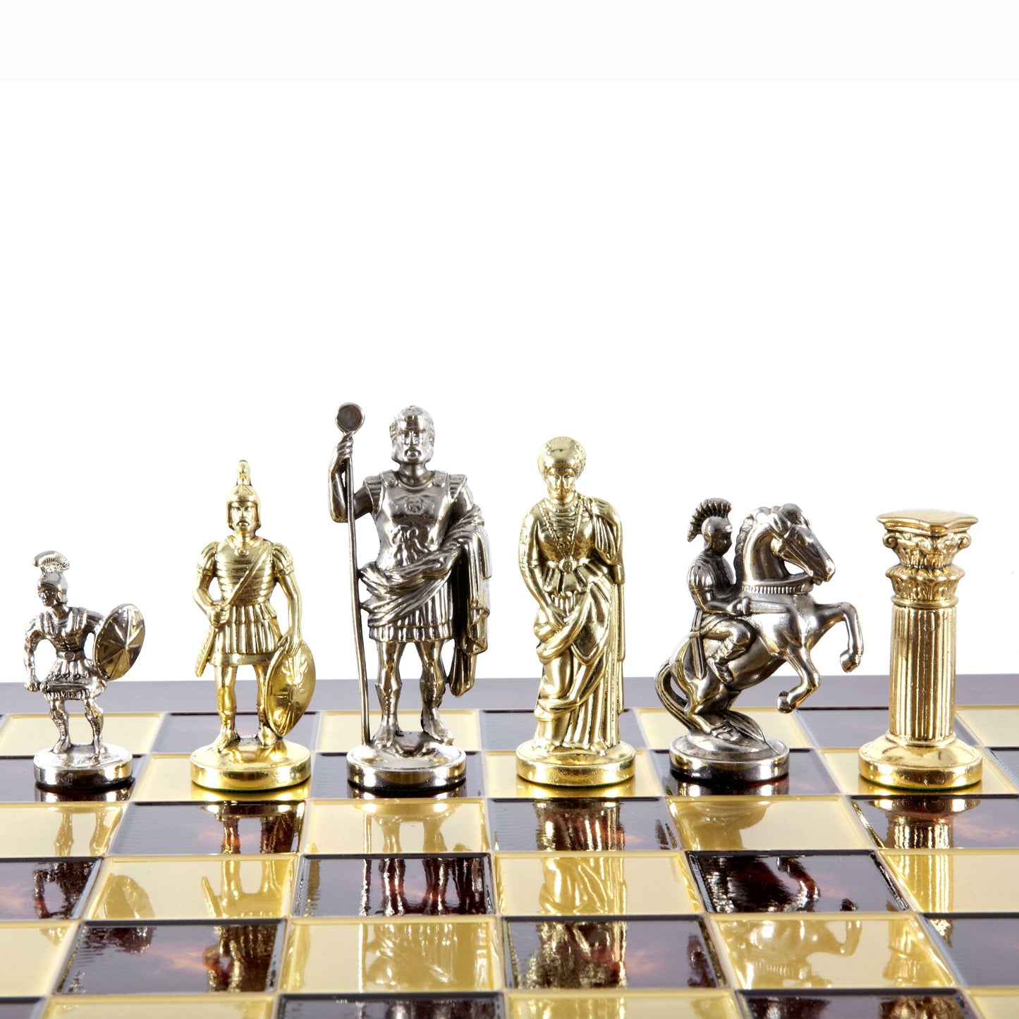 GREEK ROMAN PERIOD CHESS SET with gold/silver chessmen and bronze chessboard 44 x 44cm (Large) - Premium Chess from MANOPOULOS Chess & Backgammon - Just €275! Shop now at MANOPOULOS Chess & Backgammon