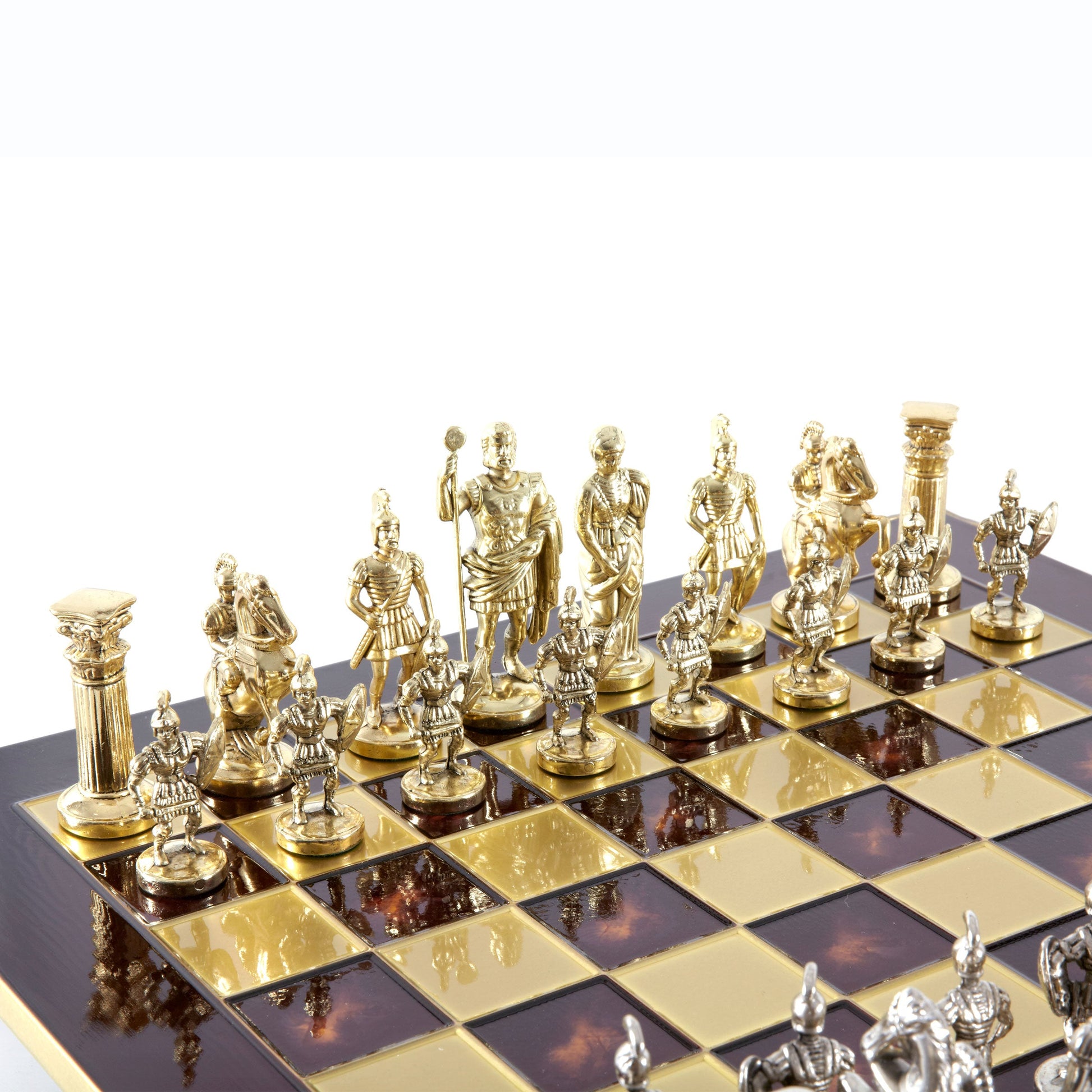 GREEK ROMAN PERIOD CHESS SET with gold/silver chessmen and bronze chessboard 44 x 44cm (Large) - Premium Chess from MANOPOULOS Chess & Backgammon - Just €275! Shop now at MANOPOULOS Chess & Backgammon