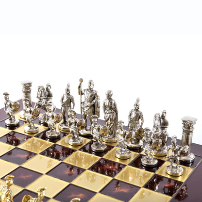 GREEK ROMAN PERIOD CHESS SET with gold/silver chessmen and bronze chessboard 44 x 44cm (Large) - Premium Chess from MANOPOULOS Chess & Backgammon - Just €275! Shop now at MANOPOULOS Chess & Backgammon