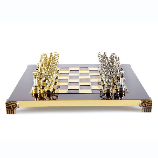 ARCHERS CHESS SET with gold/silver chessmen and bronze chessboard 28 x 28cm (Small) - Premium Chess from MANOPOULOS Chess & Backgammon - Just €168! Shop now at MANOPOULOS Chess & Backgammon